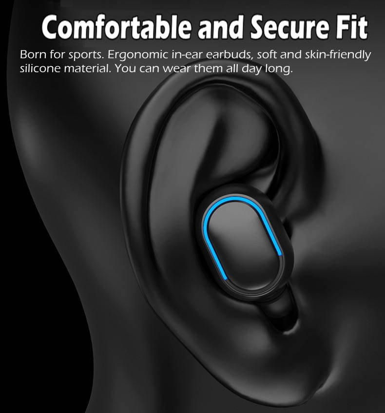 UKCOCO Wireless Earbuds, Bluetooth 5.0 Headphones with HD Mic, Wireless Earphones in Ear with USB C Charging Case, IP7 Waterproof, Deep Bass Headset for Sports