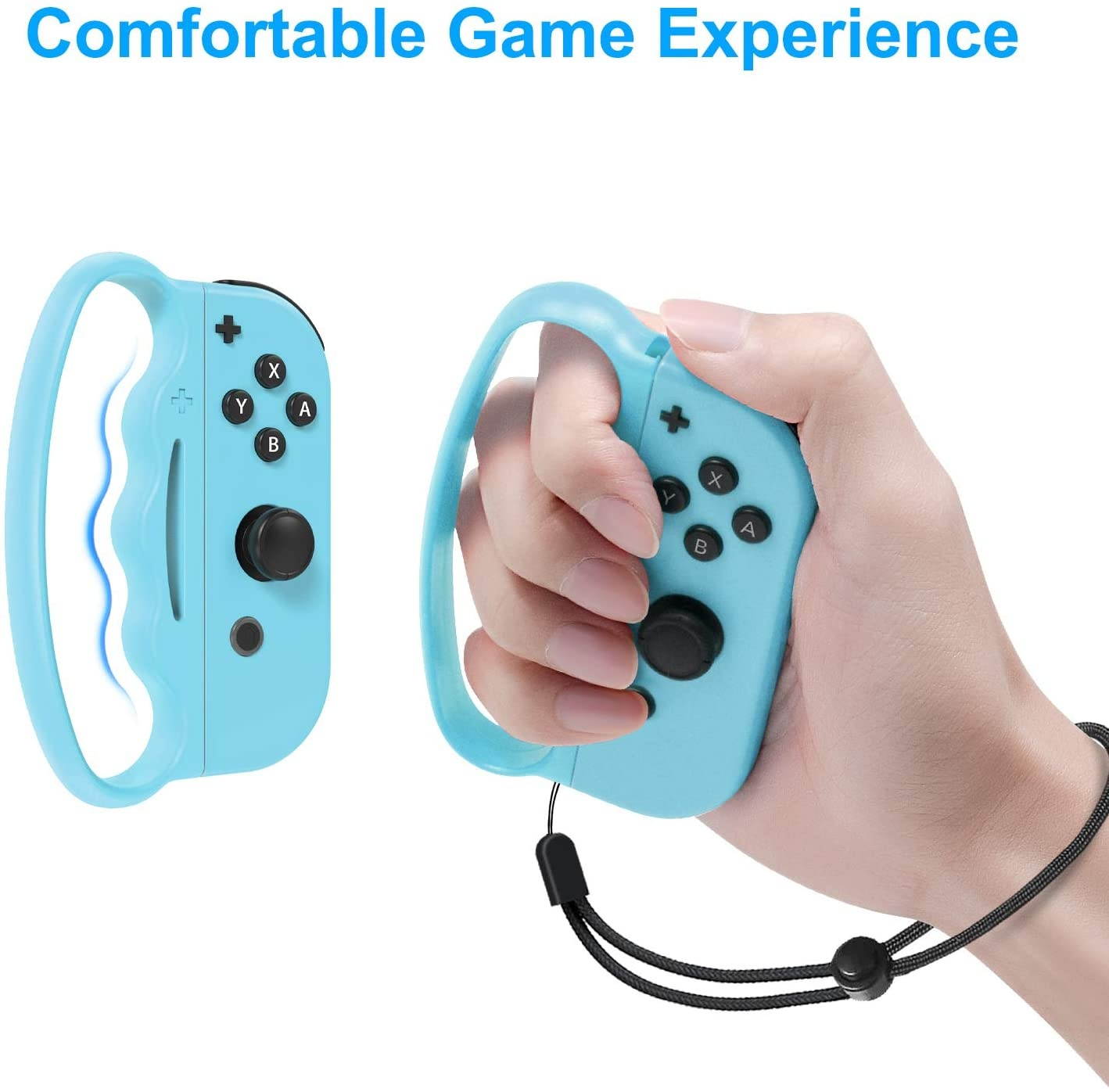 Fitness Boxing Hand Grip for Nintendo Switch Joy Con Controller, Handle Grip for Switch Fitness Boxing Games (Light Green and Blue)