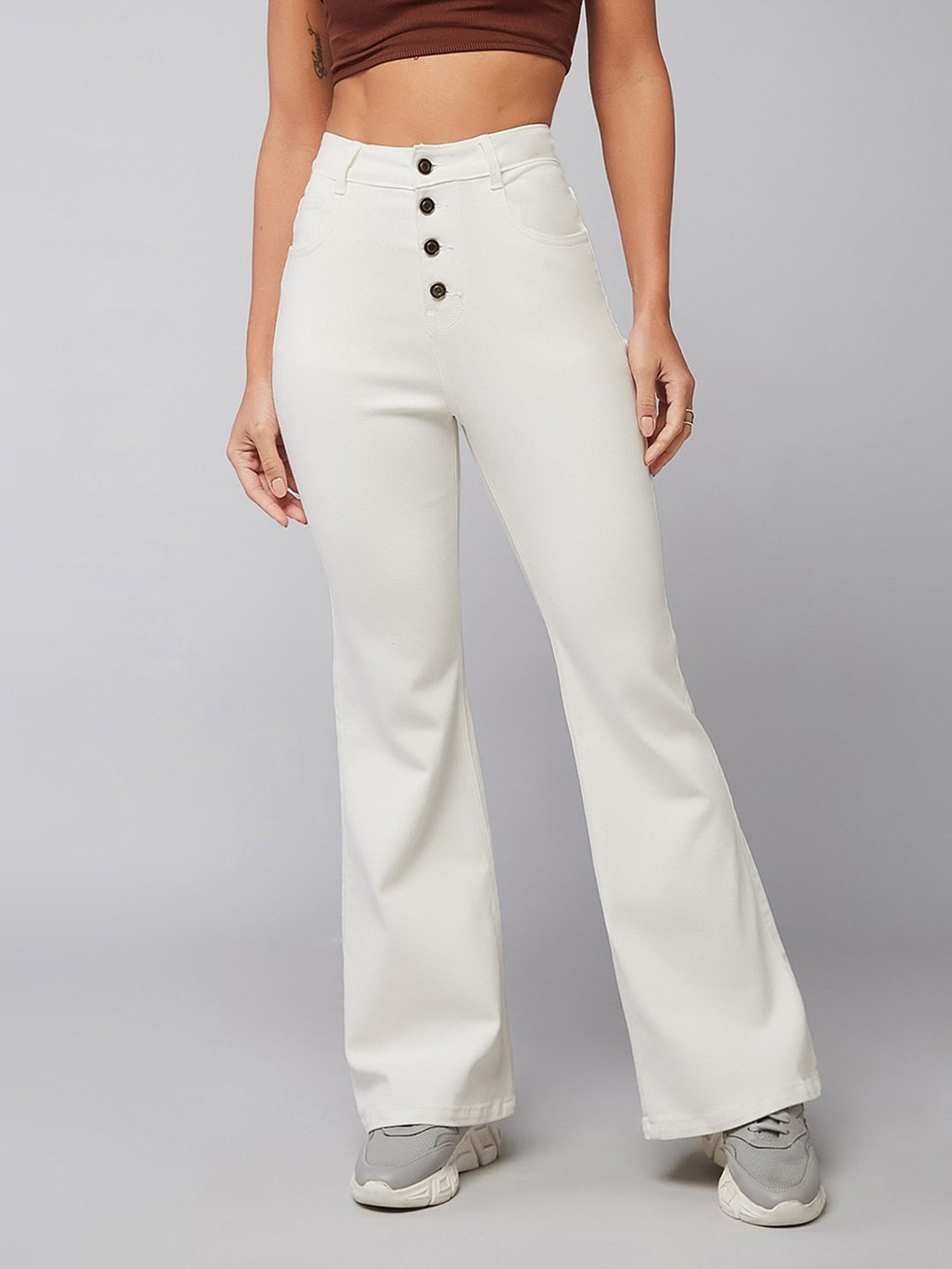 DOLCE CRUDO White High Rise Stretchable Jeans