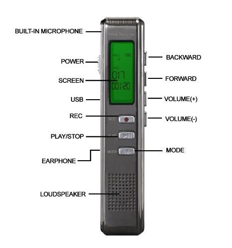 Toptekits Digital Voice Recorder ,Voice Activated Recording, Metal Design,One Button Recording One Button Playing( 4GB)