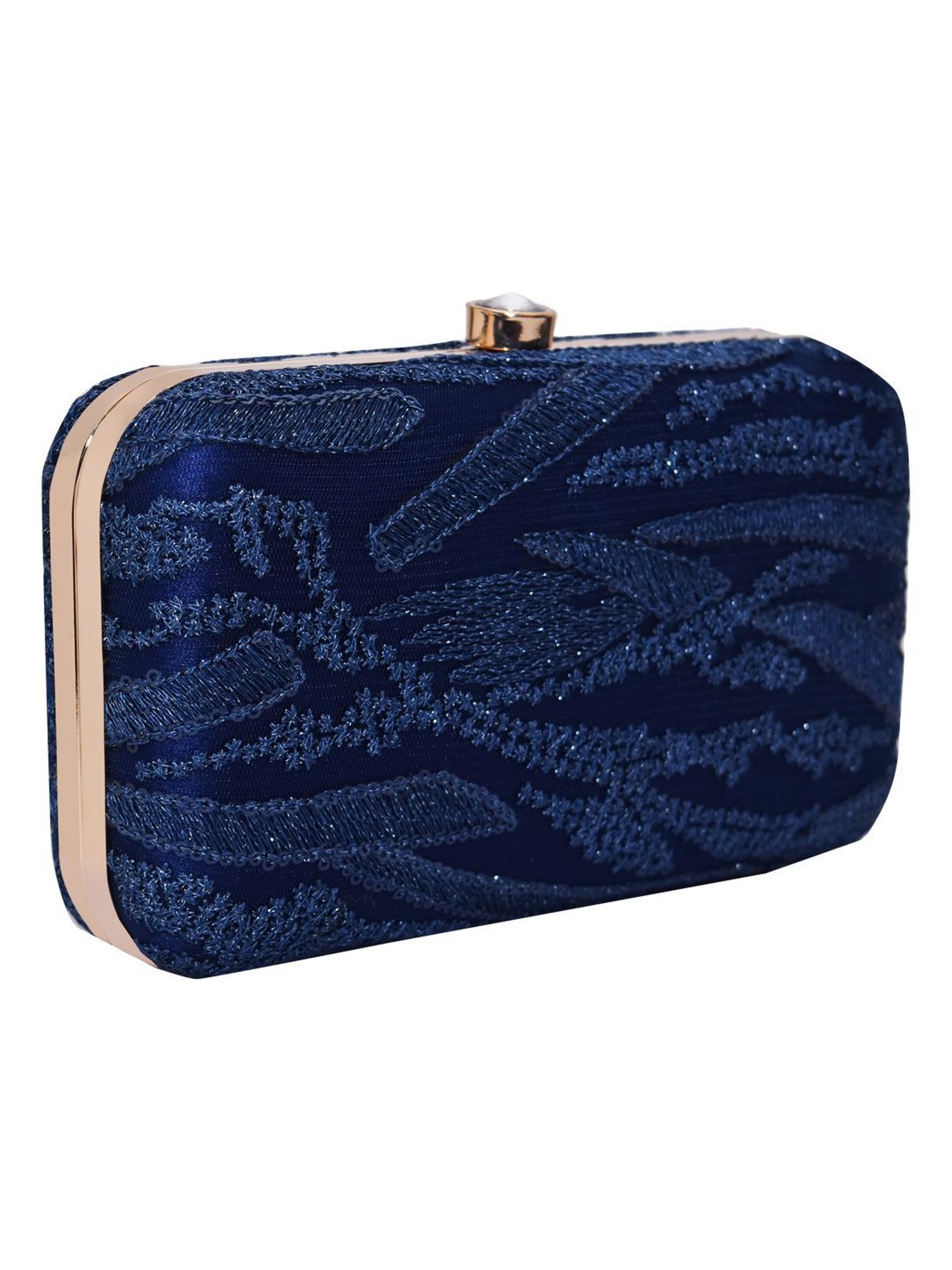 Horra Blue Embroidered Clutch