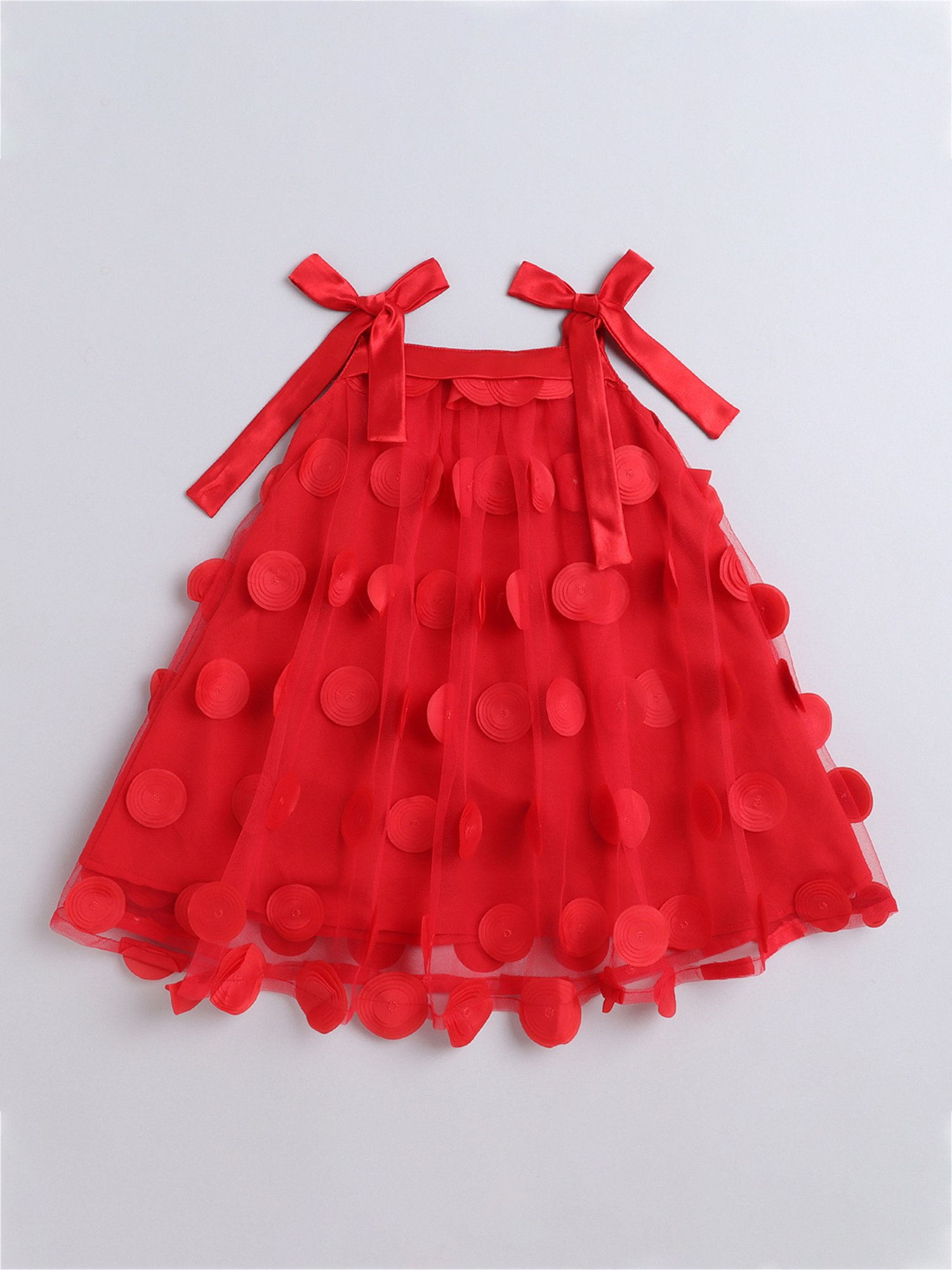 Many Frocks Kids Red Applique Dress