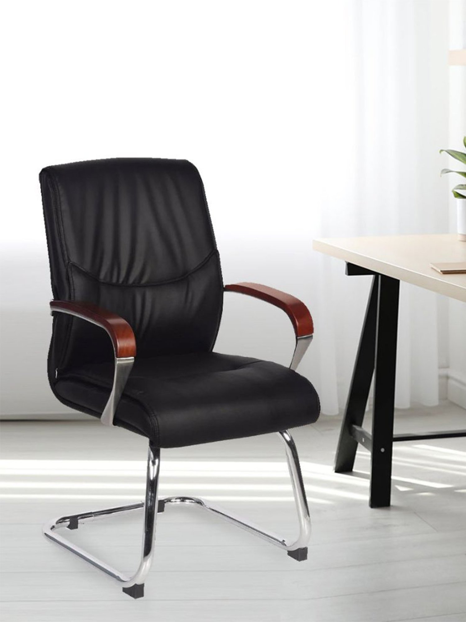 Nilkamal Boss Black Polyurethane Visiting Chair