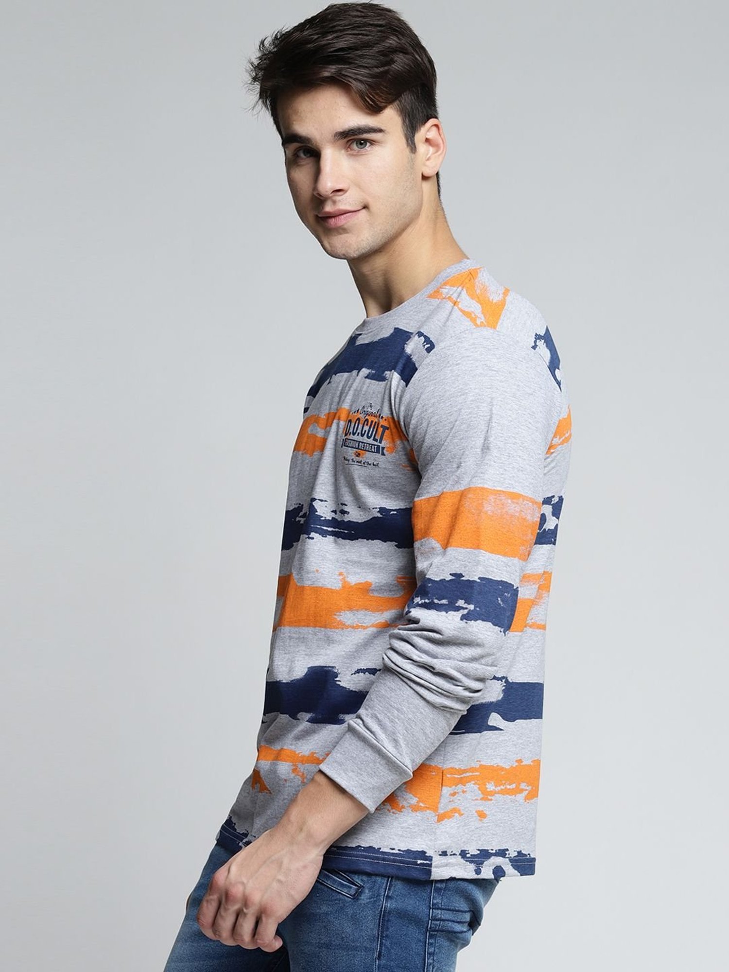 Difference Of Opinion Grey Cotton Regular Fit Printed T-Shirt