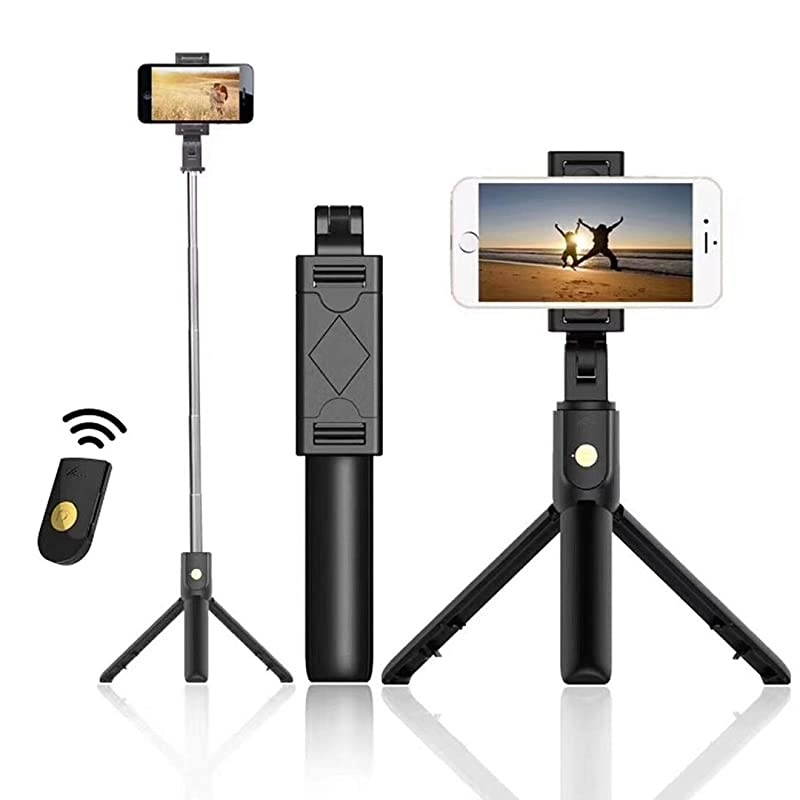 Selfie Stick Tripod Stands, Extendable Bluetooth Selfie Stick by  with Wireless Remote Compatible with iPhone 11/11 pro/X/8/8P/7/7P/6s/6, Galaxy S10 Plus/S9 Plus/Note9, Huawei(Horizontal)