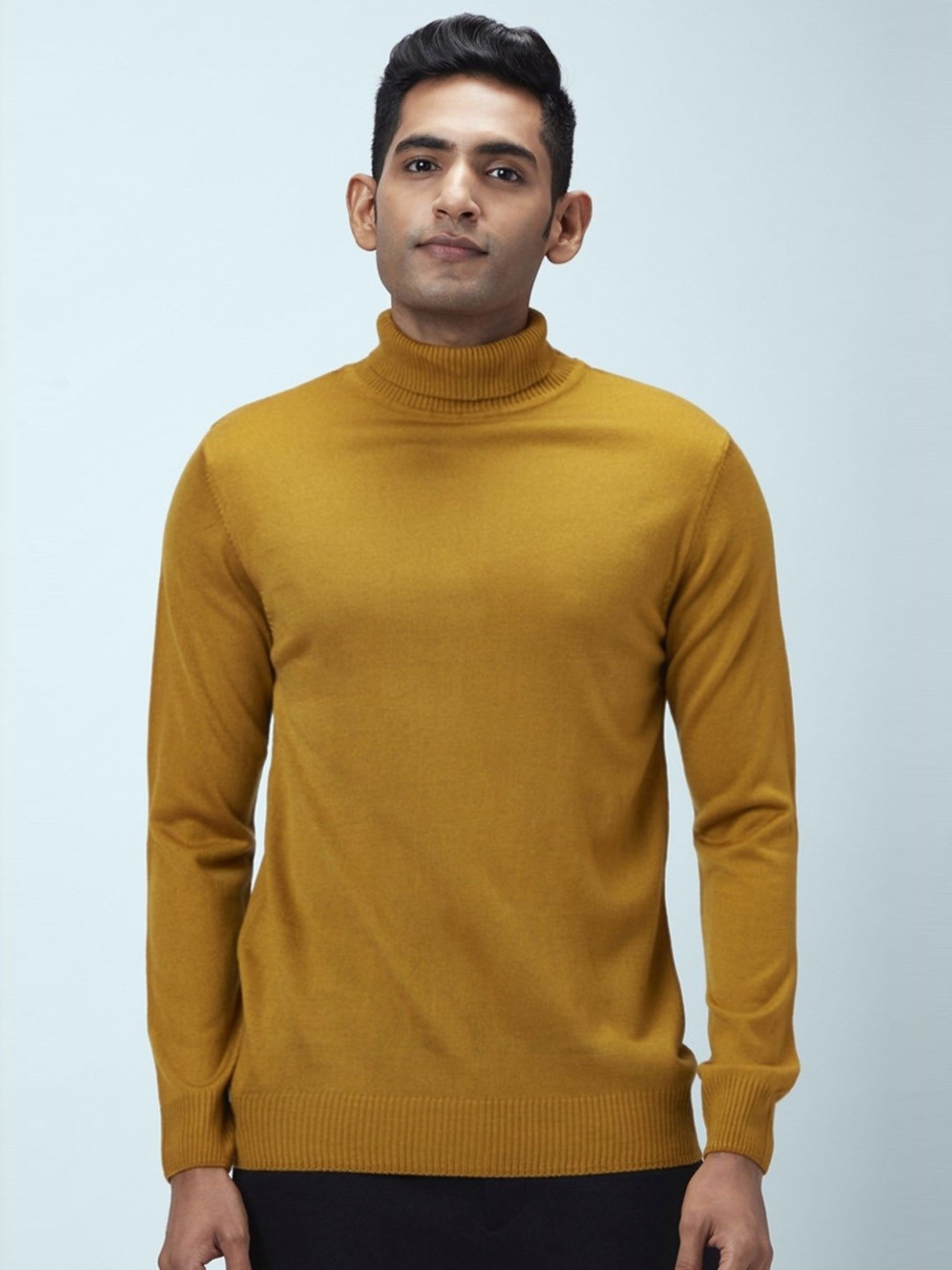 Byford By Pantaloons Mustard Yellow Regular Fit Sweaters