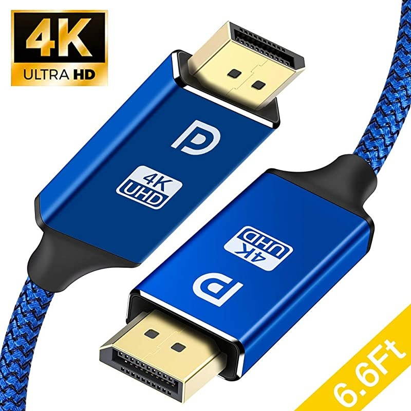 DisplayPort Cable 4K DP Cable Nylon Braided 4K60Hz2K144Hz Display Port Cable Ultra High Speed DisplayPort to DisplayPort Cable 66ft for Laptop PC TV etc Gaming Monitor CableBlue