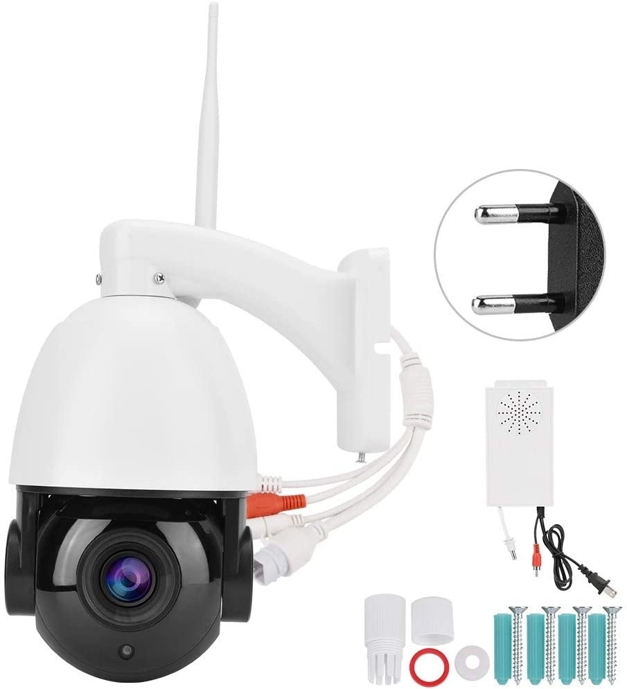 banapo IP66 Waterproof Metal + Plastic Night Vision 4.5Inch White WiFi PTZ Camera, Security Camera, for Home Hotel(European regulations)