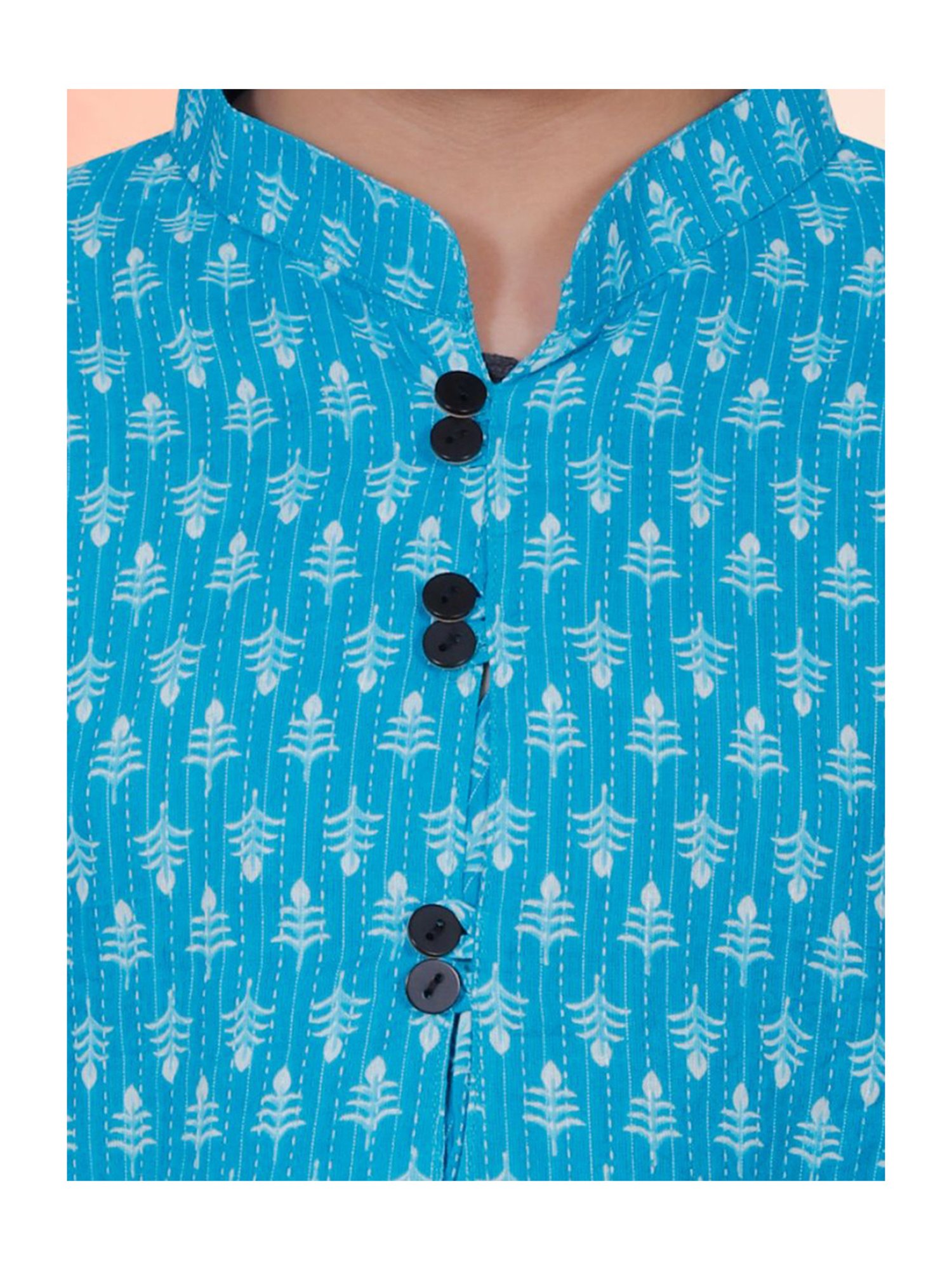 Tippy Top Kids Blue & White Printed Full Sleeves Kurta with Pyjamas