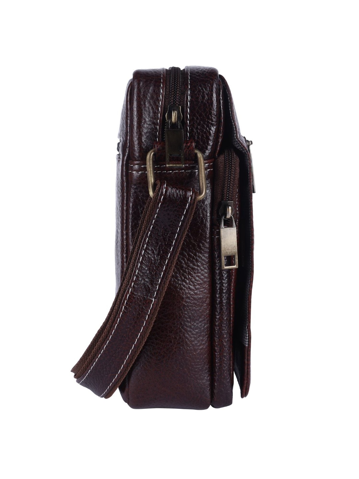 HiLEDER Pure Genuine Leather Messenger Shoulder Sling Cross Body Office Bag for Men and Women,Brown