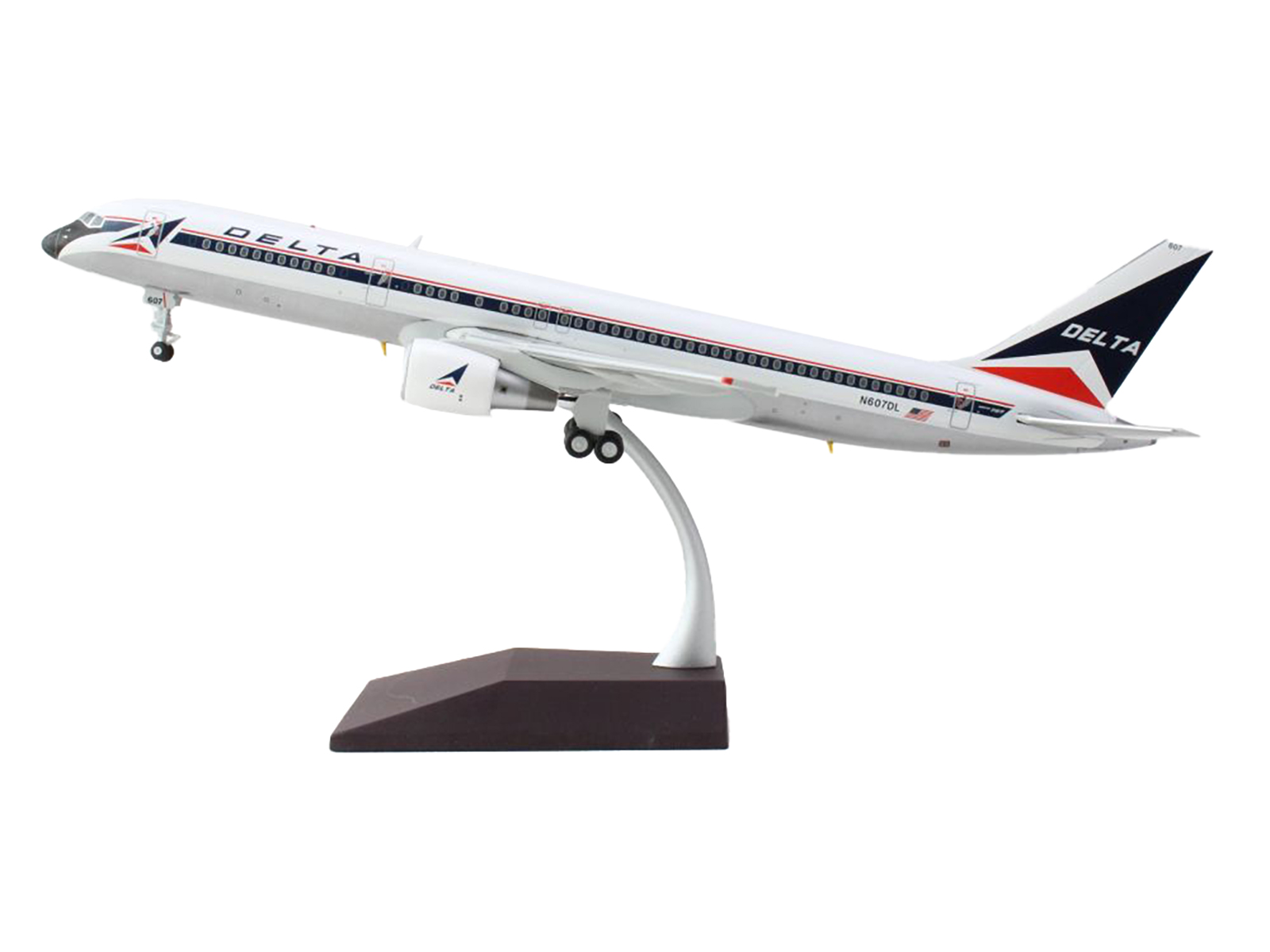 Boeing 757-200 Commercial Aircraft "Delta Air Lines" (N607DL) White with Red and Blue Stripes "Gemini 200" Series 1/200 Diecast Model Airplane by GeminiJets