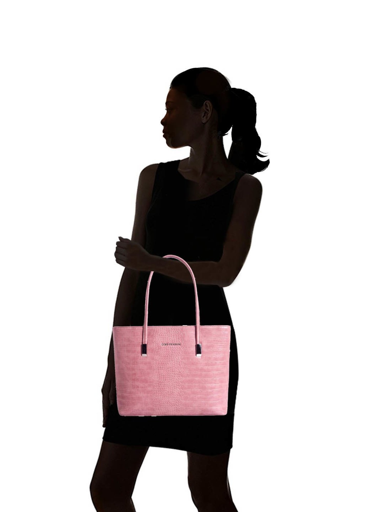 Lino Perros Peach Textured Medium Tote Handbag