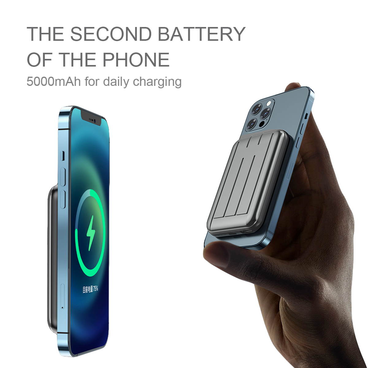 Mag-safe wireless power bank Magnetic Typc usb C 15W PD fast charging 5000mah battery for iphone 12 / 12 mini / 12 pro / 12 pro max