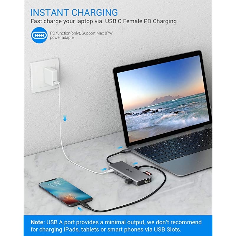 USB C HUB  11 in 1 USB C Docking Station Triple Display USB C Adapter with 2 HDMI 4KGigabit EthernetPD 304 USB Ports Compatible for MacBookUSB C Laptops MacOS Only Support Mirror Mode