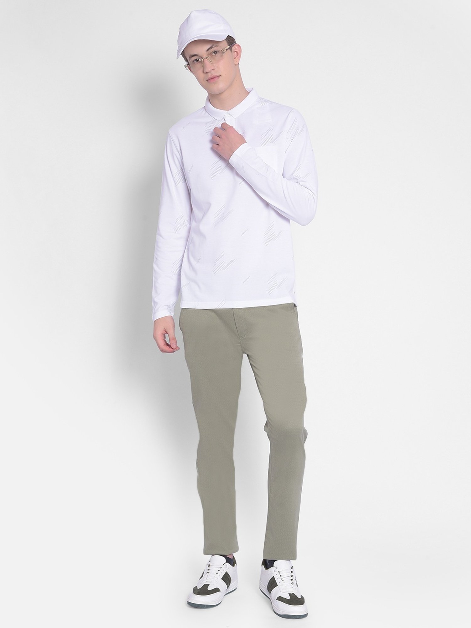 WES Casuals by Westside Olive Relaxed-Fit Mid-Rise Cotton Blend Joggers