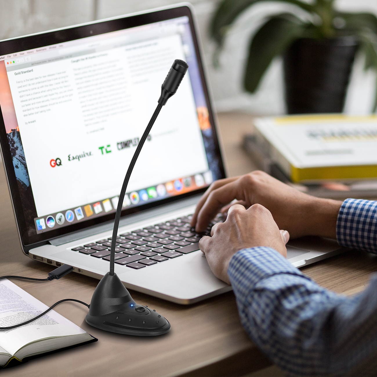 Depusheng Flexible Computer Microphone 360 Degree Adjustable Studio Speech Microphone USB Gooseneck Condenser Microphone for Computer PC Desktop Notebook