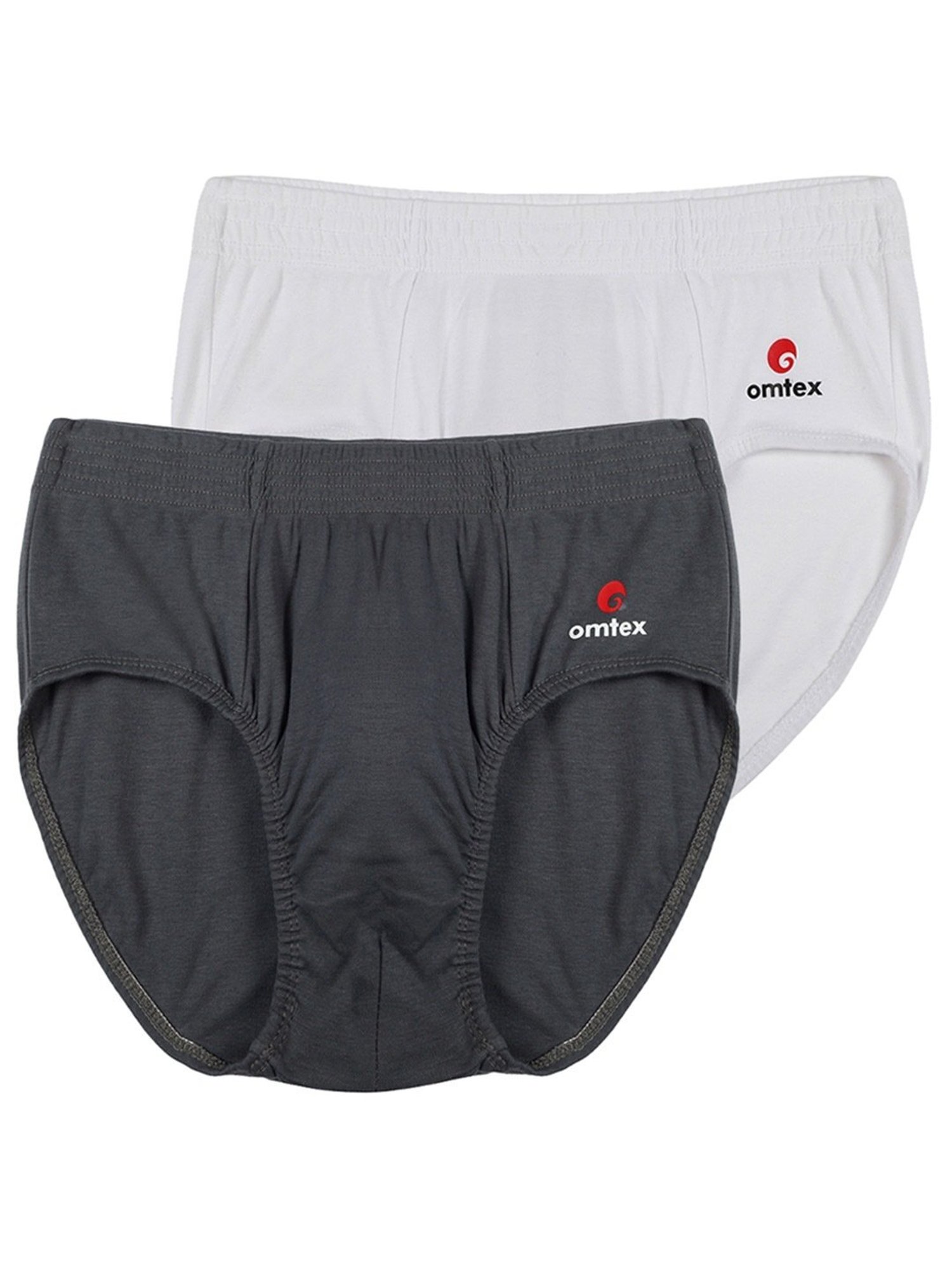 Omtex Men's Sports Cricket Special Brief Pack of 2 (Grey & White) Size - 2XL