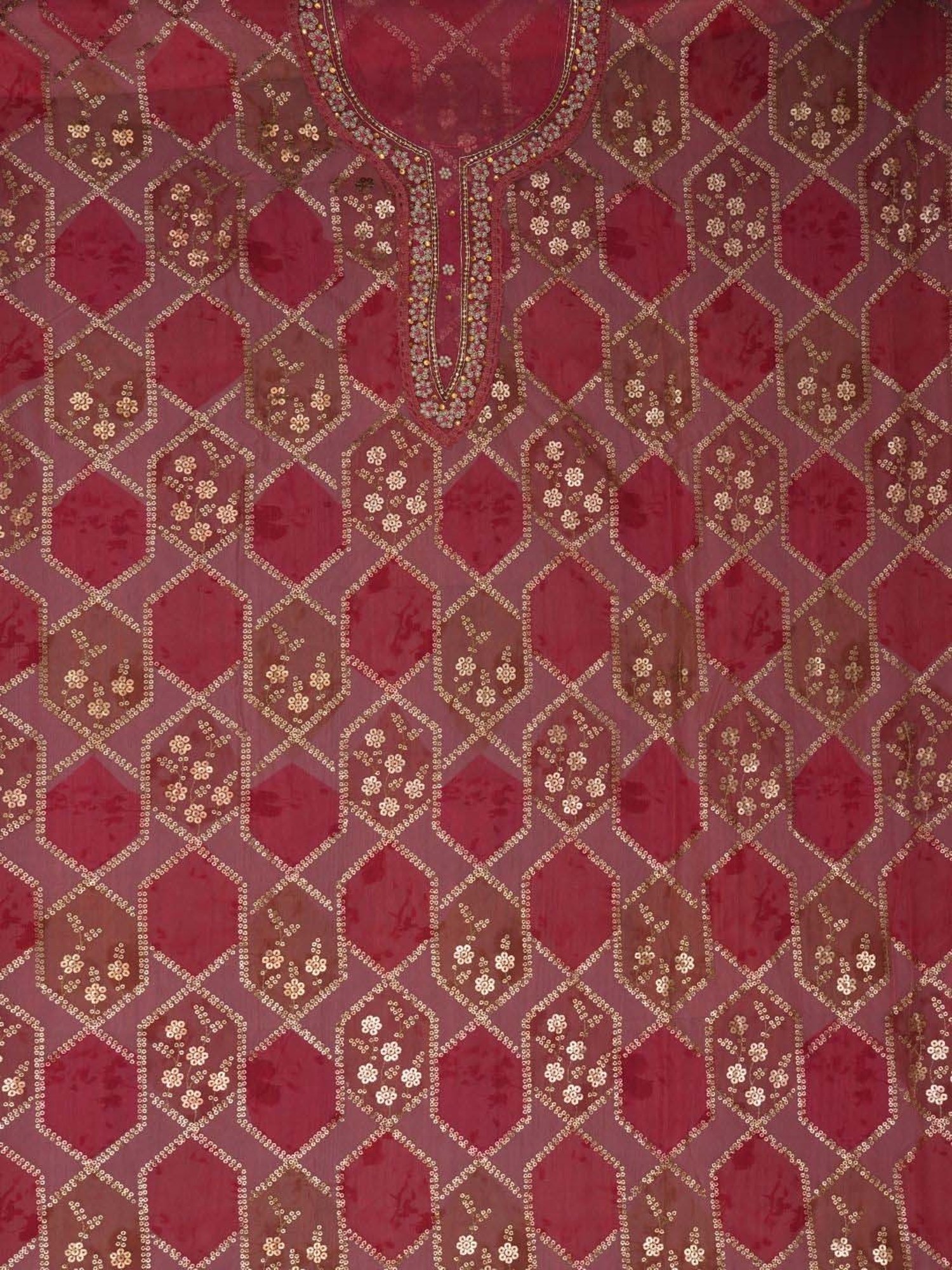 Jaipur Kurti Pink Embroidered Unstitched Dress Material