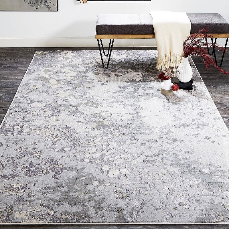 12'X15' Rectangle Loomed Mosaic Design Area Rug Silver - Feizy