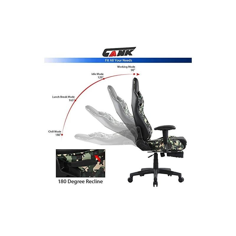 Ergonomic Gaming Chair,Office Computer Game Chair,E-Sports Chair,Gaming Chair,Racing Style with Adjustable Recliner Headrest Lumbar Pillow and Retractable Footrest (Camouflage)