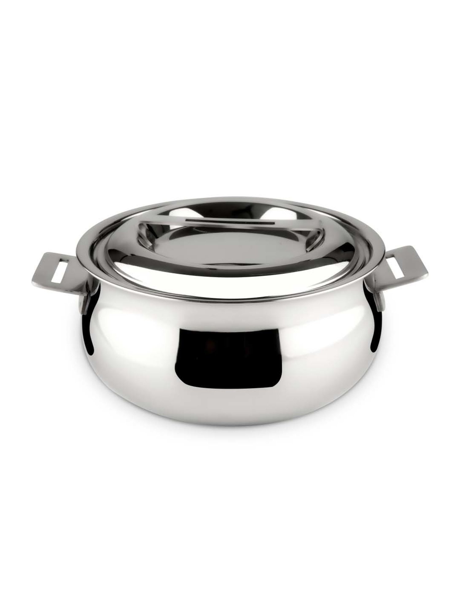 FnS Monja Silver Stainless Steel Casserole With Lid (3 L)