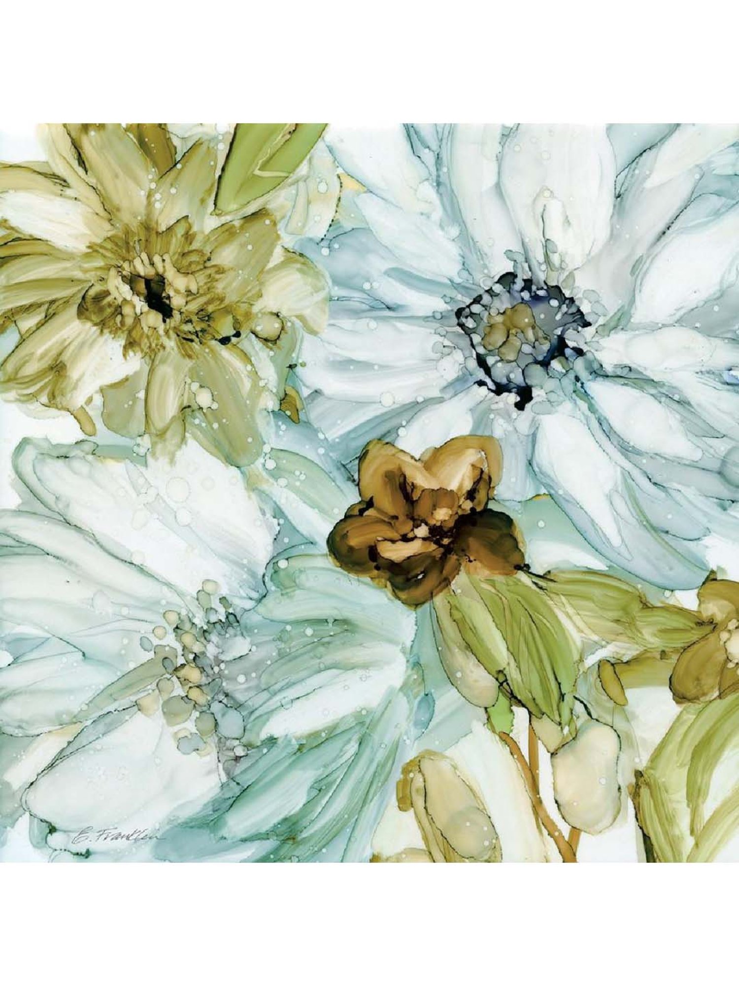 ARTE'VENUE Seaglass Garden Blue & Green Canvas Wall Arts - Set of 3 (10 X 10 inch Each)