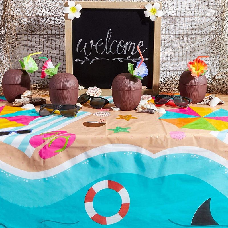 Sparkle and Bash 3 Pack Red Plastic Tablecloth with White Hearts for Valentine's Day (54 x 108 in)