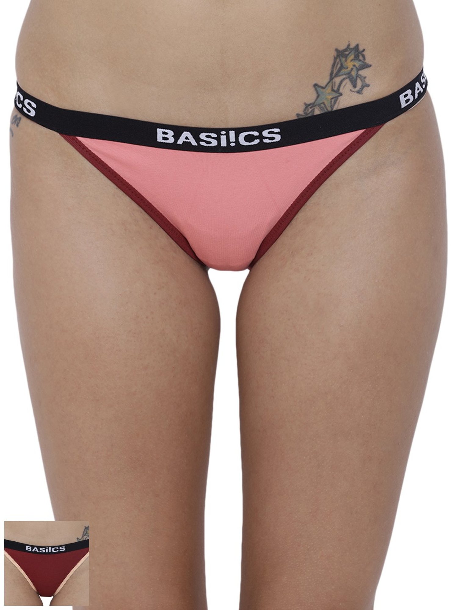 BASIICS by La Intimo Multicolor Cotton Bikini Panty ( Pack Of 2 )