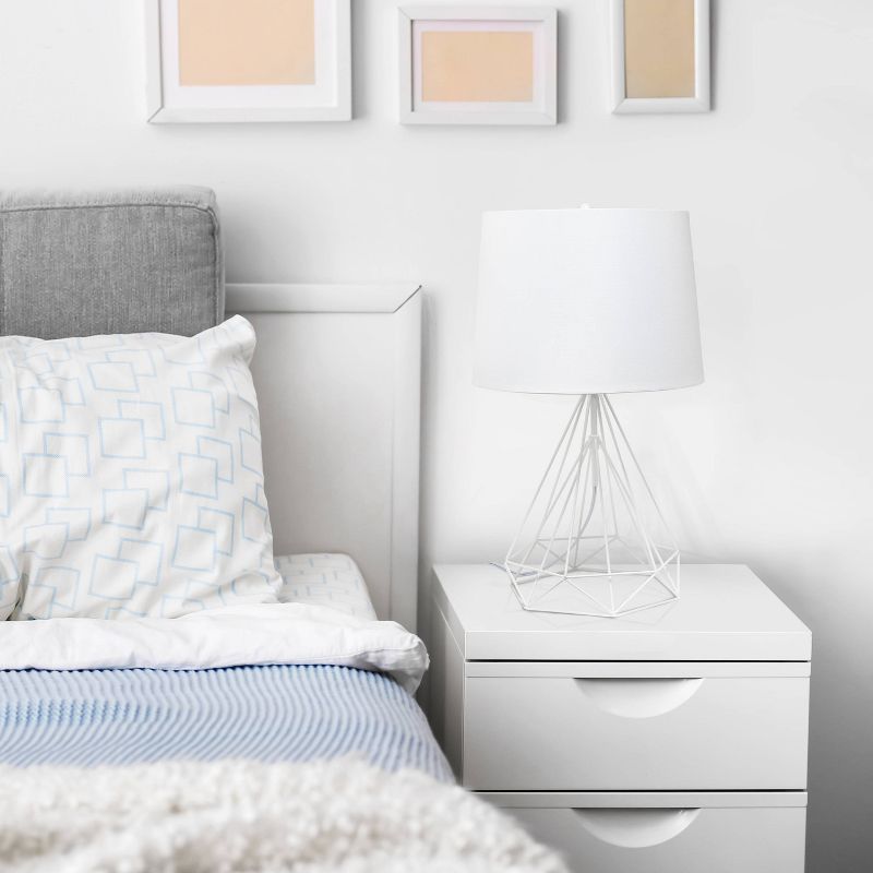 Geometric Wired Table Lamp with Fabric Shade White - Lalia Home