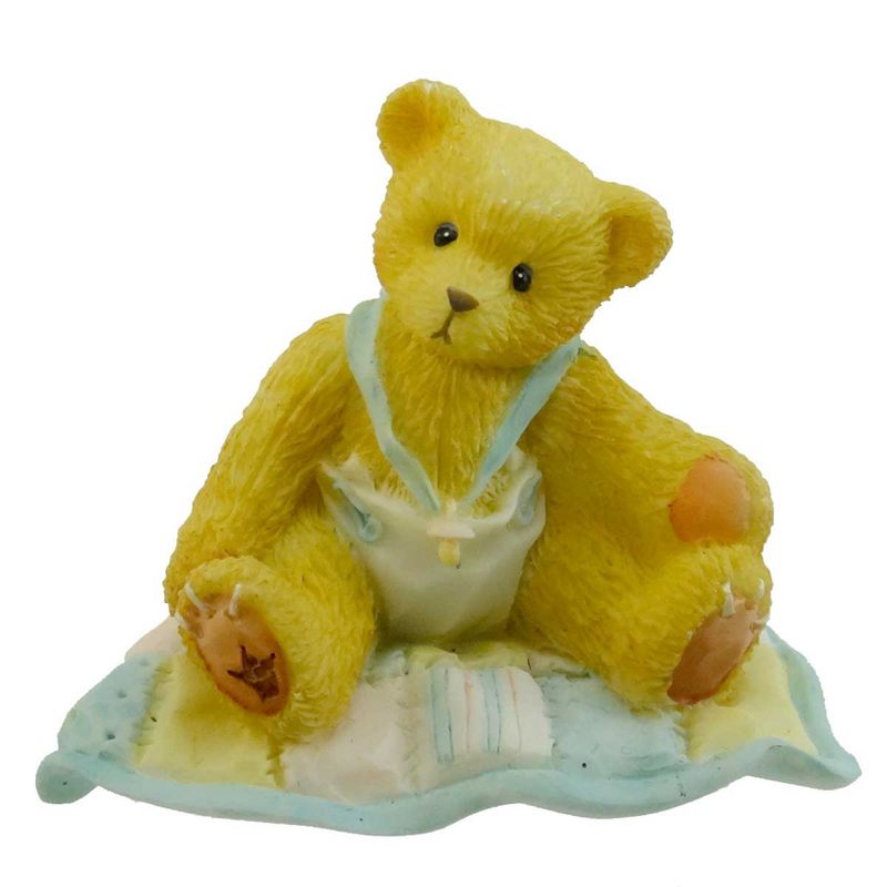 Cherished Teddies A Gift To Behold Baby Boy Quilt Teddy Bear  -  Decorative Figurines