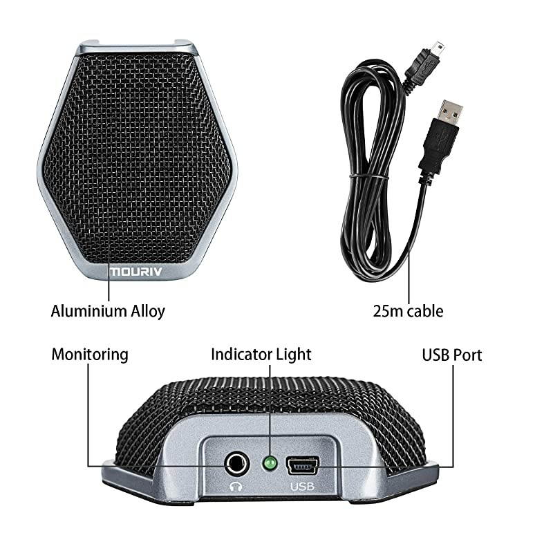 360&deg; Conference Microphone USB Meeting Mic  787 Long Pick up Range Table Top Desktop Omnidirectional Condenser Microphone Compatible with PCWindows amp MaciOS Desktop Laptop SkypeVoIP Call