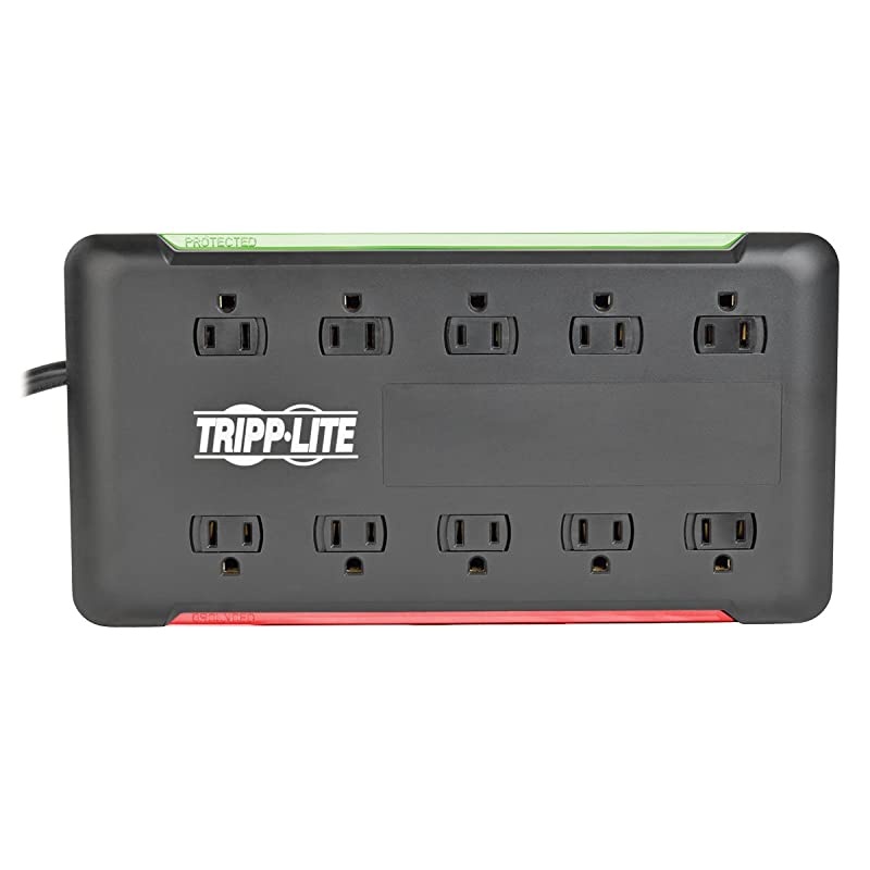 10Outlet Surge Protector Power Strip 6ft Cord 2880 Joules Black $100K Insurance TLP1006B