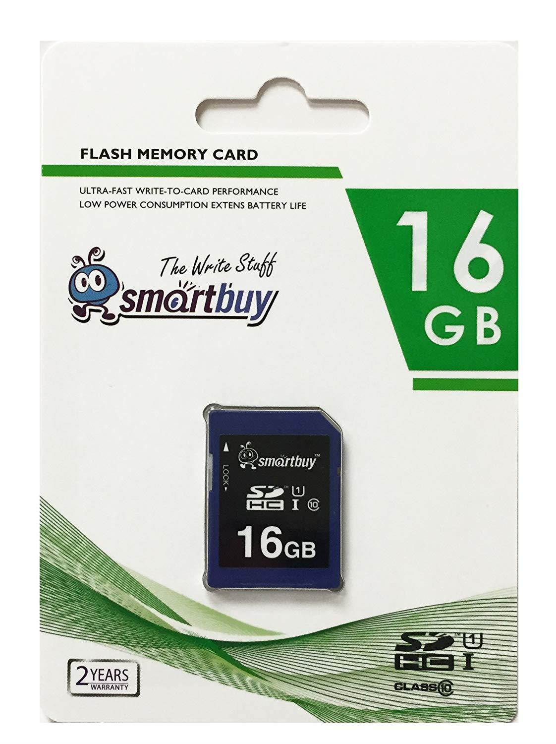 Smartbuy 16GB SDHC Class 10 Flash Memory Card SD HC C10 Ultra U1 UHS-I HD Fast Speed for Camera