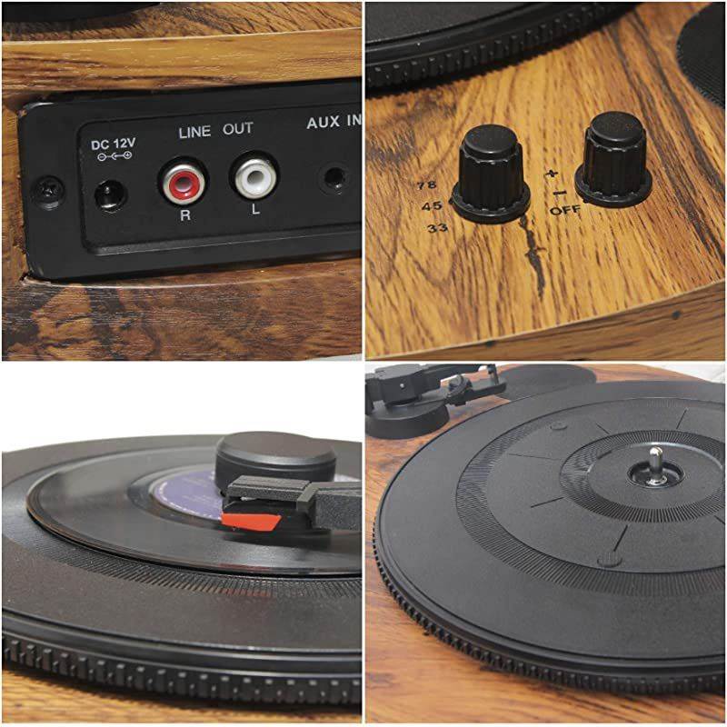 Guitars Shaped Vertical Bluetooth Turntable &ndash; 3 Speed Record Player &ndash; Auto Stop Feature