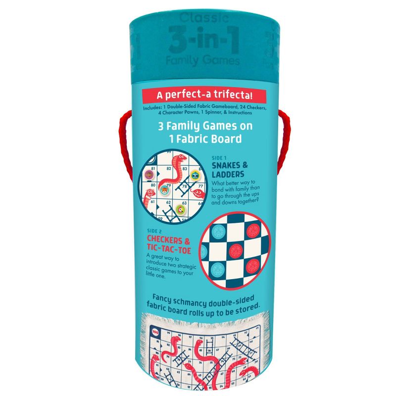 Chuckle & Roar 3-in-1 Checkers, Tic-Tac-Toe, Snakes & Ladders Family Game Set