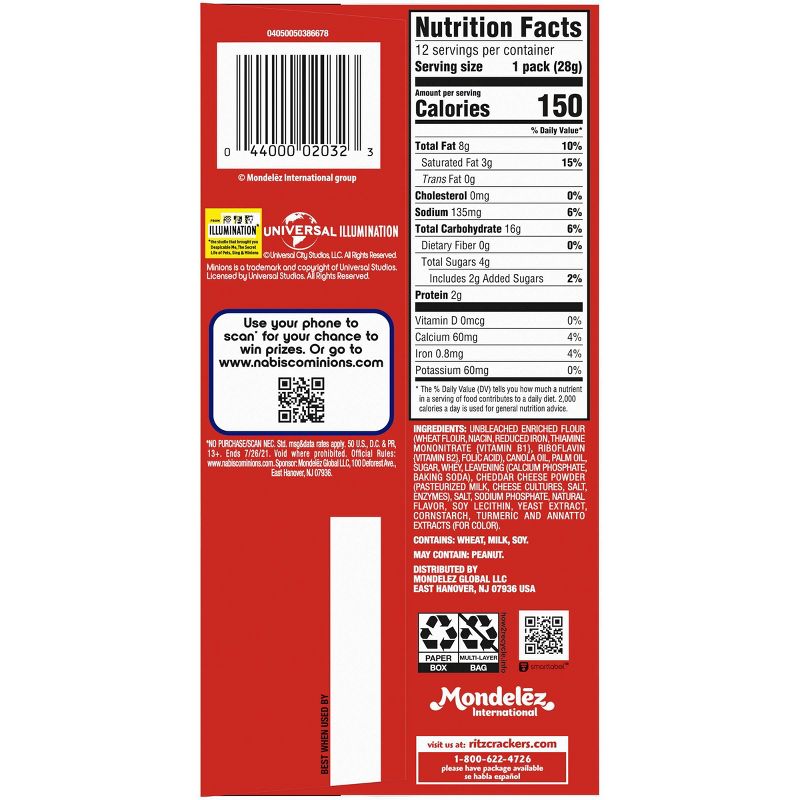 Ritz Bits Cheese Cracker Sandwiches - Snack Pack - 12ct/1oz