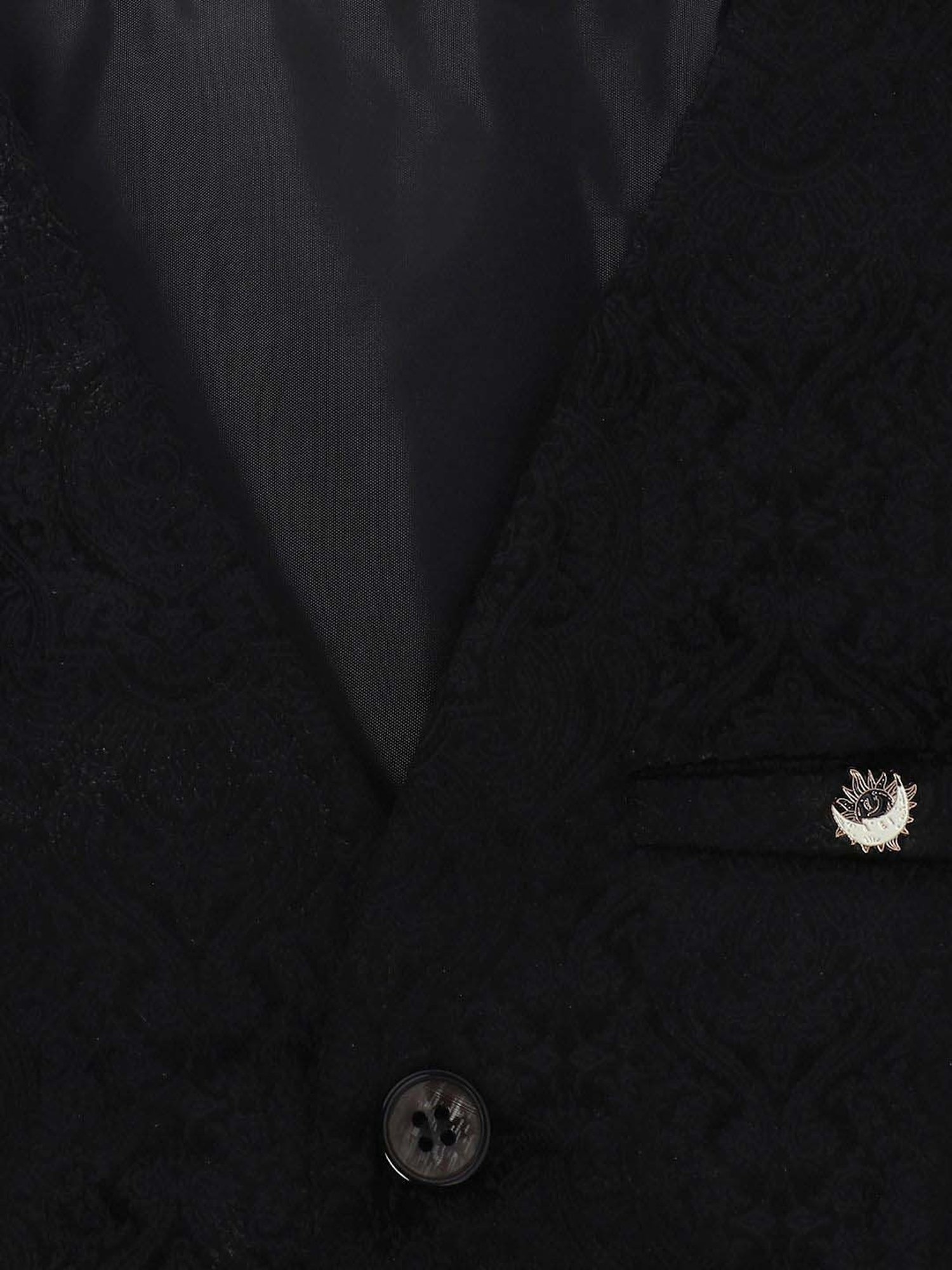 Blue Giraffe Boys Black Textured Full Sleeves Waistcoat Set