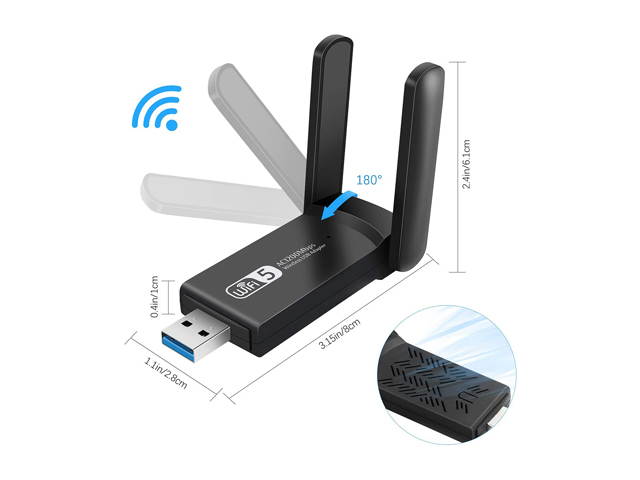 Wifi Dongle, Wireless USB Wifi Adapter 1200Mbps Dual Band 2.4G/5G USB 3.0 Wifi Stick Mini Wireless Network Card for PC Desktop Laptop, Support Windows 10/8/7/Vista/XP/2000, Linux, Mac Os X 10