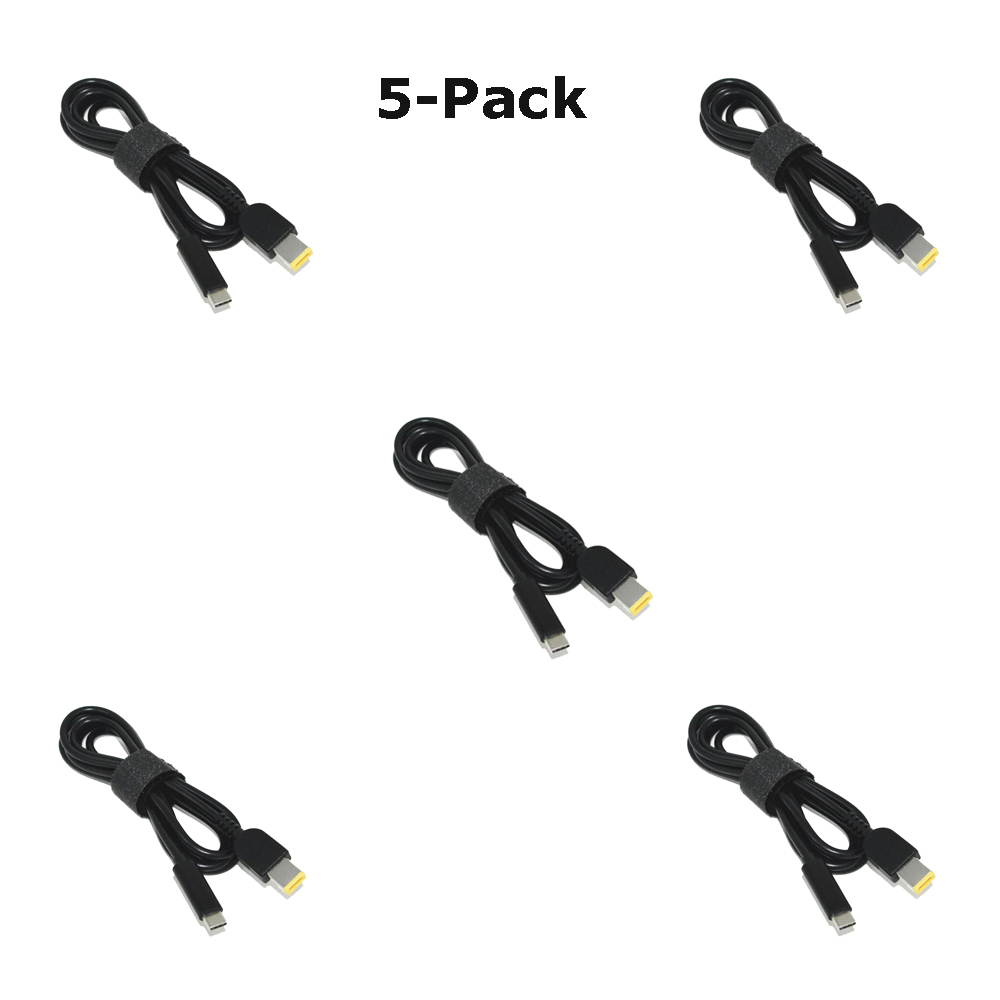 5-Pack USB-C Type C to Lenovo Laptops Slim Square Connector Plug Converter Cable DC Tip Jack