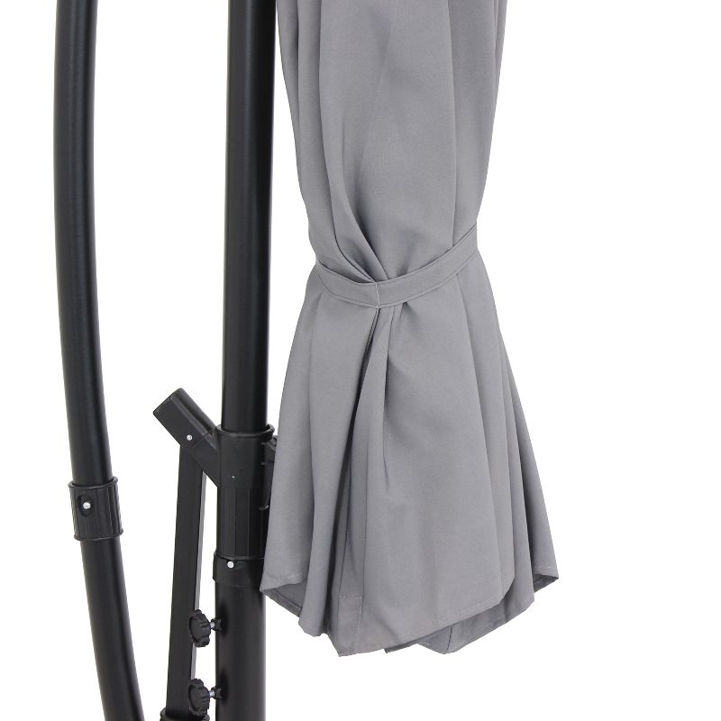 Sunnydaze Outdoor Steel Cantilever Offset Patio Umbrella with Air Vent, Crank, and Base - 9' - Smoke