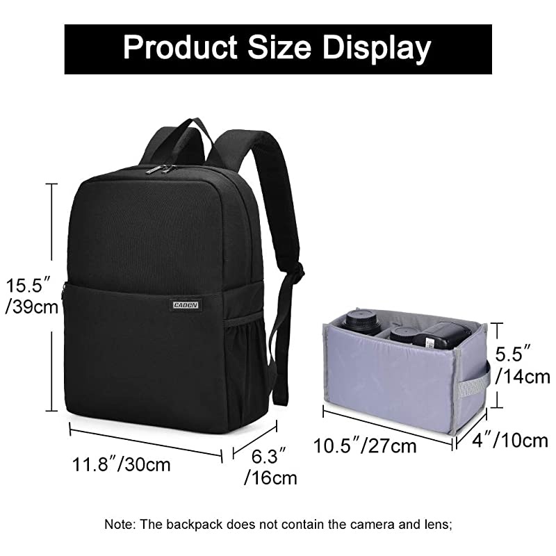 Camera Bag Backpack w14 Laptop Compartment Waterproof Camera Case for DSLR Mirrorless SLR Cameras Compatible for Sony Canon Nikon Camera and Lens Tripod Accessories Black
