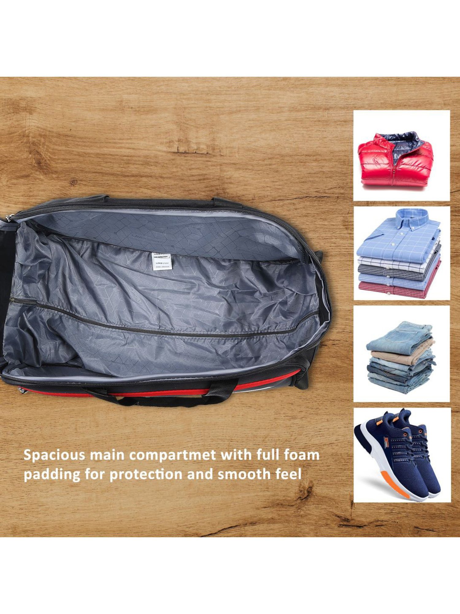 LAVIE SPORT Lino Black 2 Wheels Medium Duffle Trolley Bag - 53 cm