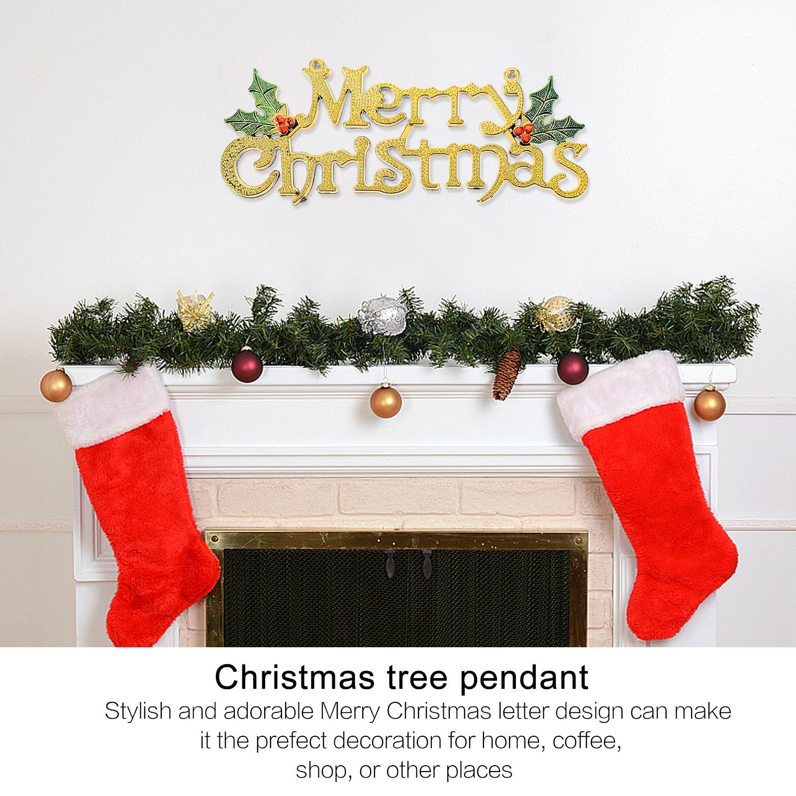 2Pcs Merry Christmas Letters Pendant Hanging Ornament Door Hanging Decoration