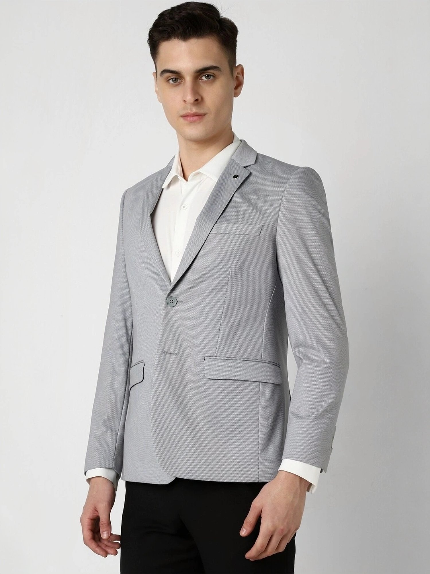 Van Heusen Grey Slim Fit Texture Blazer