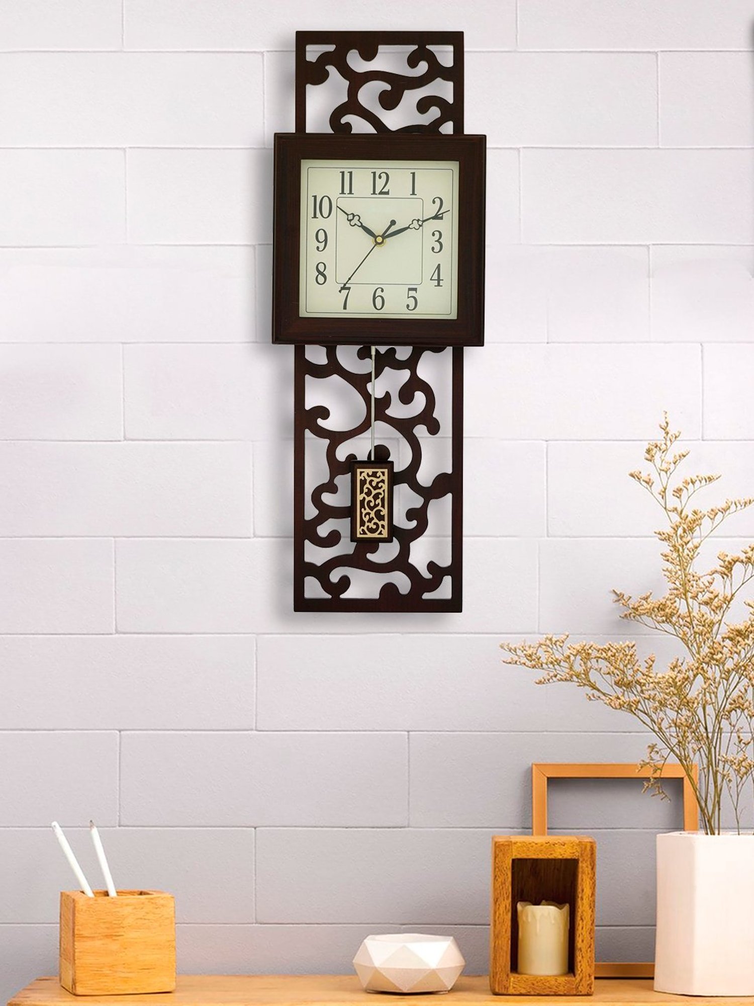 CHRONIKLE Vertical Rosewood Brown Wood Wall Clock