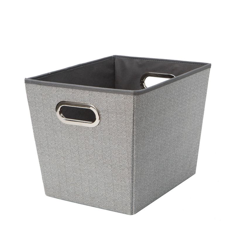Simplify Large Herringbone Grommet Shelf Tote Gray
