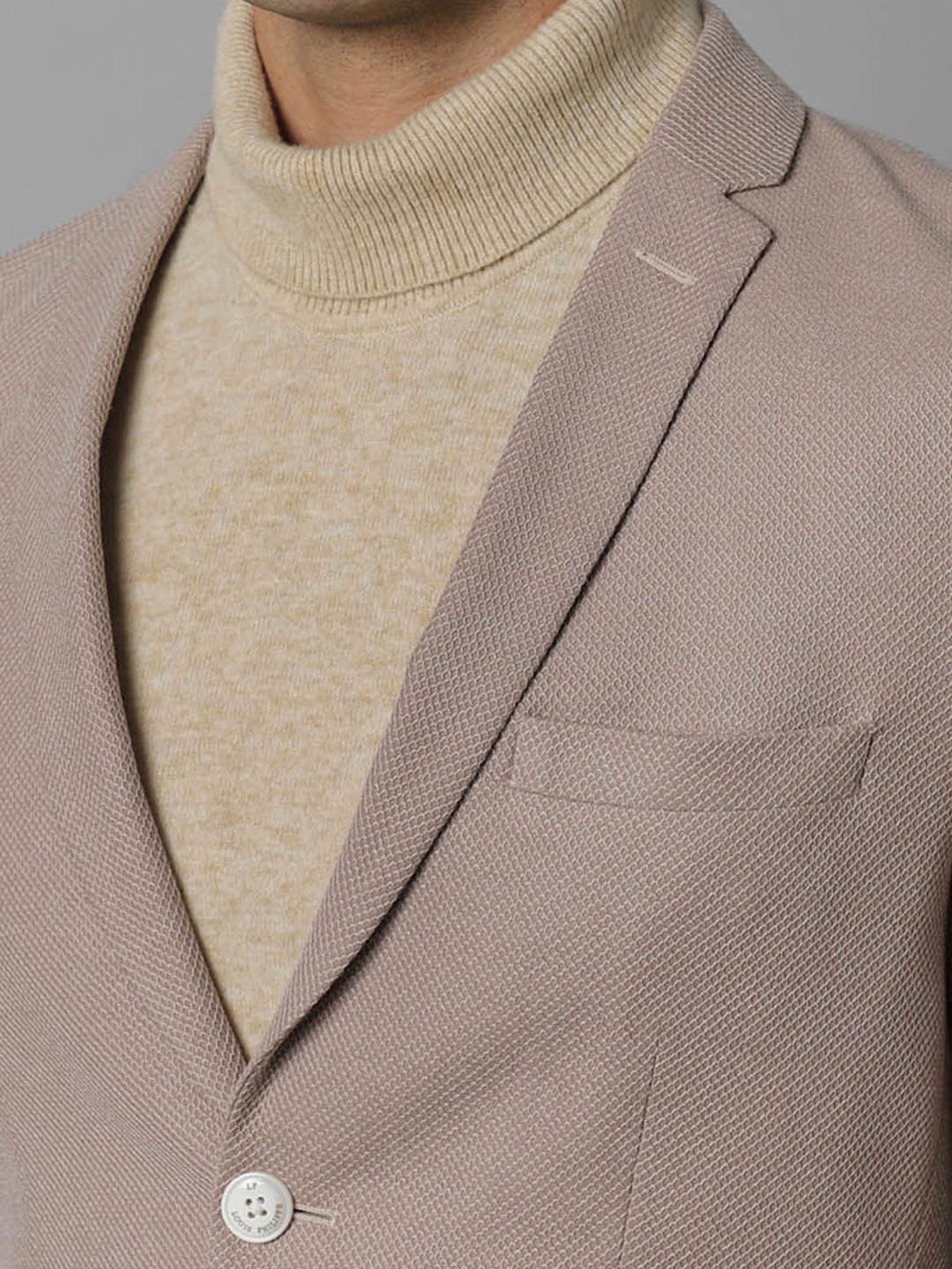 Louis Philippe Sport Beige Cotton Slim Fit Blazer