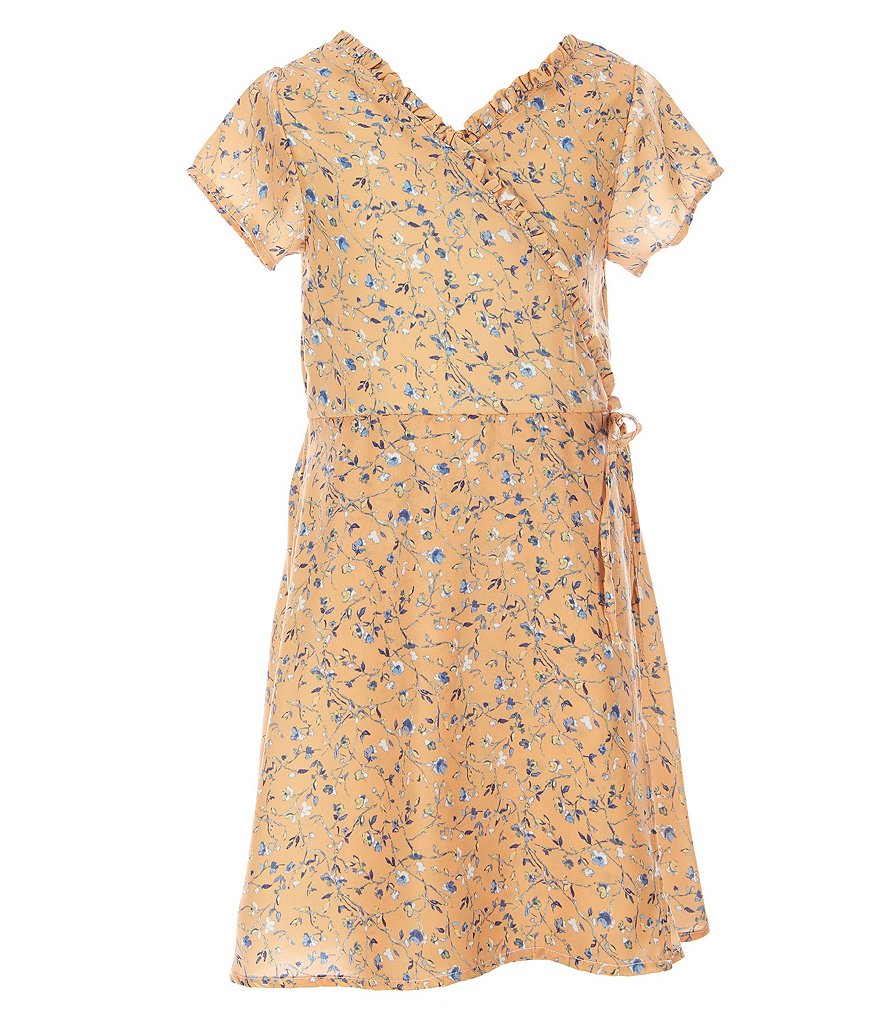 Pastourelle by Pippa & Julie Big Girls 7-14 Ditsy Floral Faux-Wrap Dress