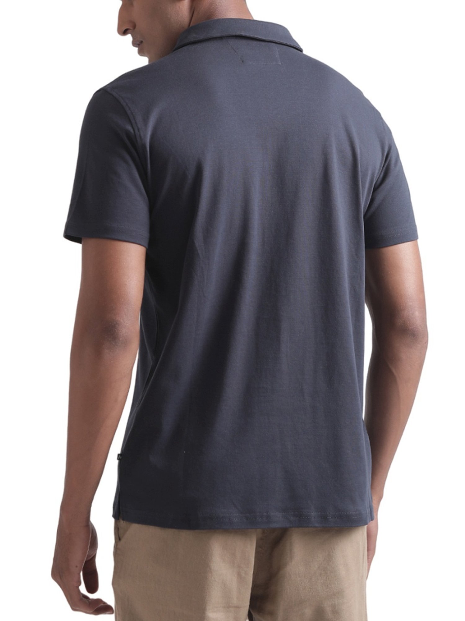 Matinique Navy Blue Cotton Regular Fit Polo T-Shirt