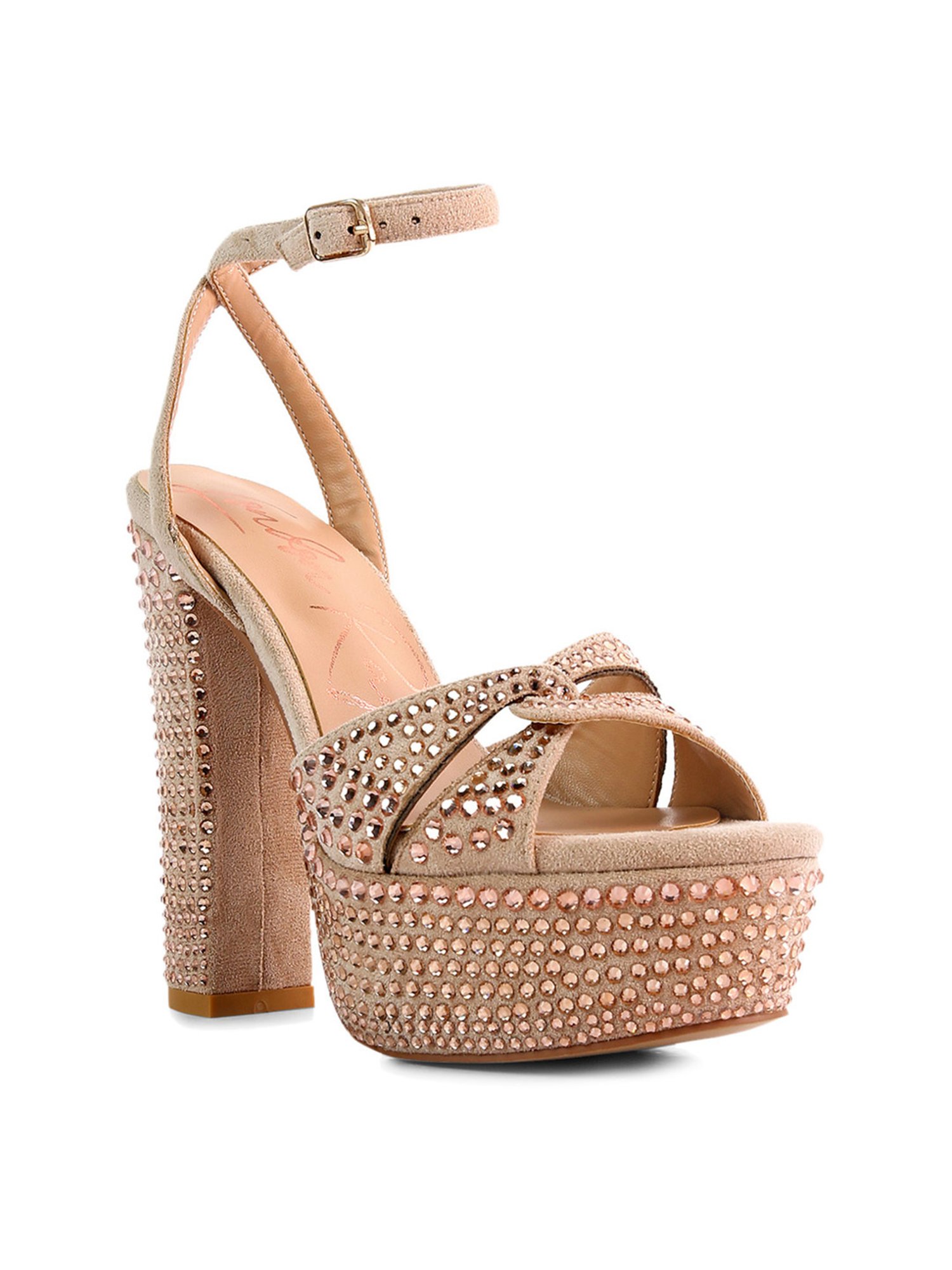 London Rag Women's Beige Ankle Strap Sandals